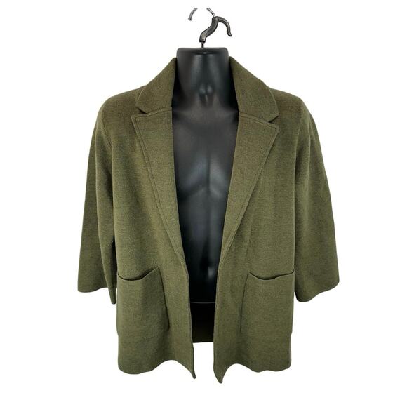J.Crew Open Front Sweater Blazer Merino Wool Green Size Small Office Career - Picture 1 of 10